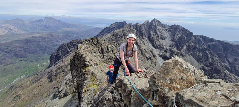 Nikki climbing the Cuillin Ridge on Skye