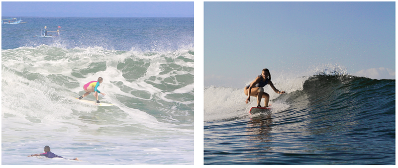 Marianna catching some waves in Bali