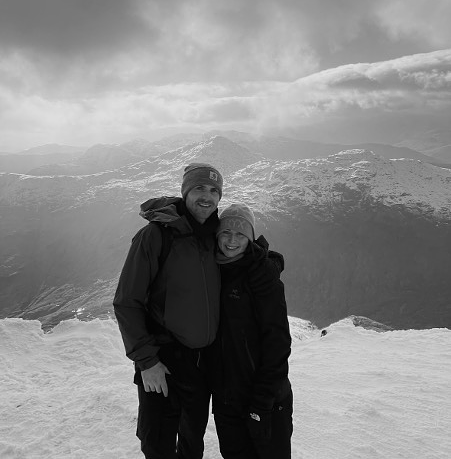 Kate and her boyfriend climbing Stob Binnein