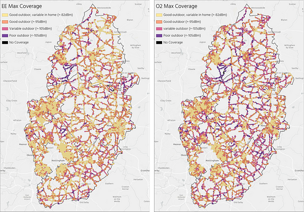 two nottinghamshire mobile covere maps farrpoint