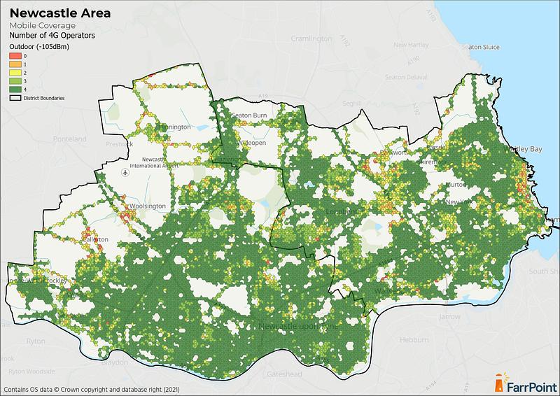 outdoor 4g coverage map of newcastle