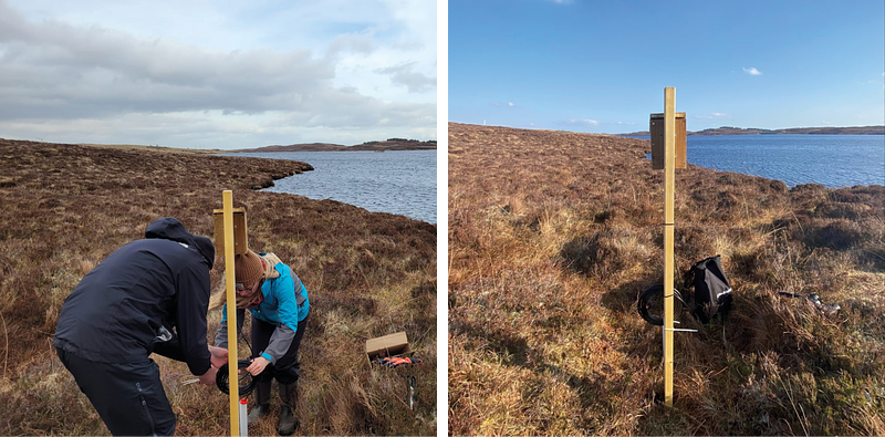 The team installing IoT sensors to monitor the health of peatlands in the Western Isles, Scotland